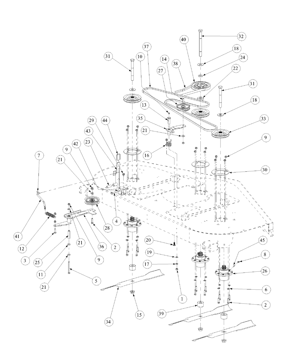 Fabricated Deck Spindle Assembly Diagram and Parts List for M72-GN 53AB5FEZ150-28-HP Cub Cadet Lawn Tractor